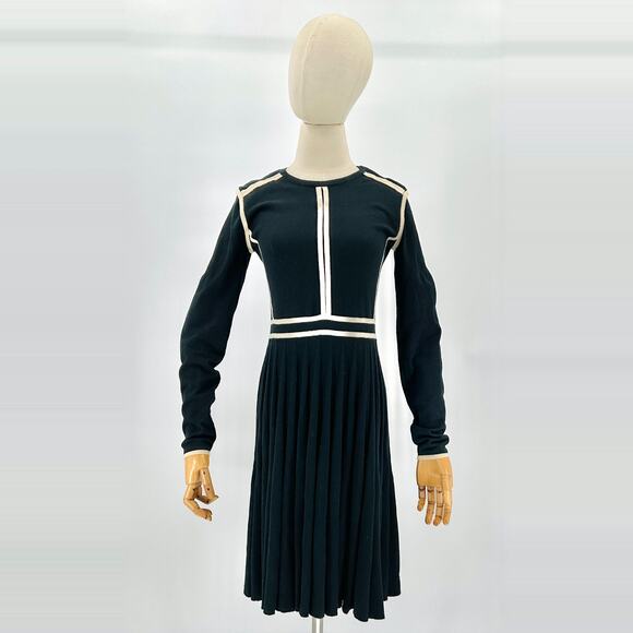 Vintage Y2K Marc by Marc Jacobs Black Ivory Striped Knit Sweater Dress - Picture 1 of 6